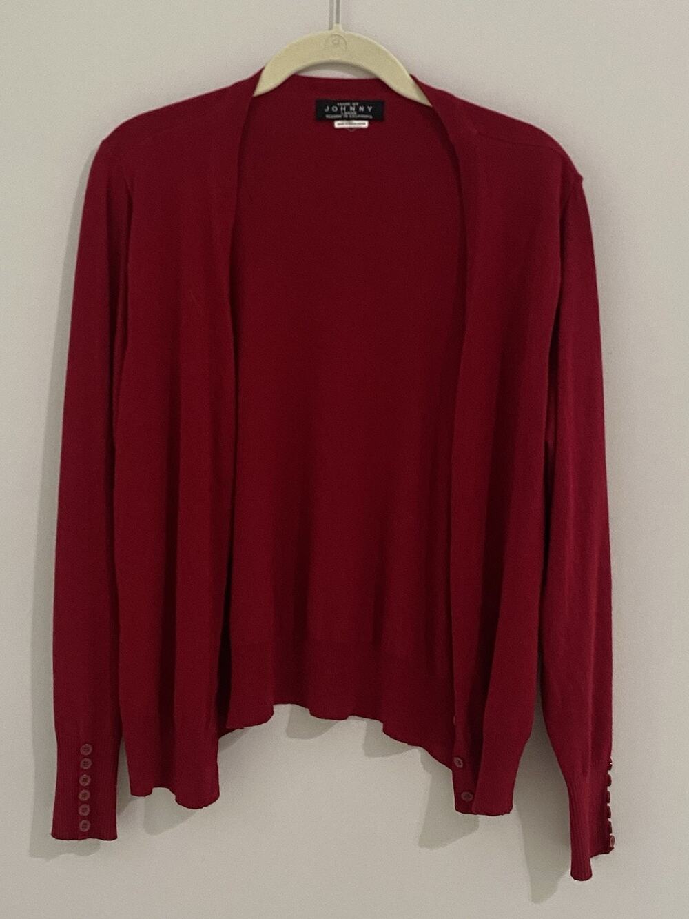 Made by Johnny Burgundy Cardigan Women's Size Large Button Front